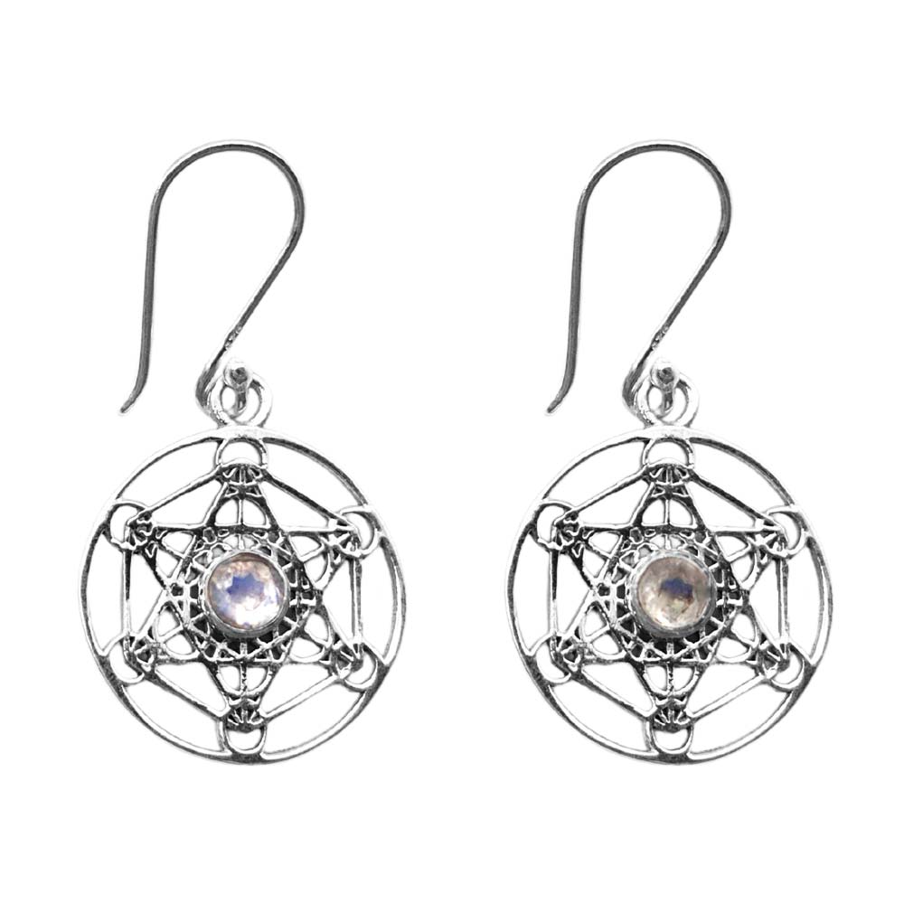 Boucles d'oreilles en Argent - Cube de Métatron - Pierres Naturelles