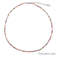 Collier de Perles Facettées en Tourmaline Multicolore
