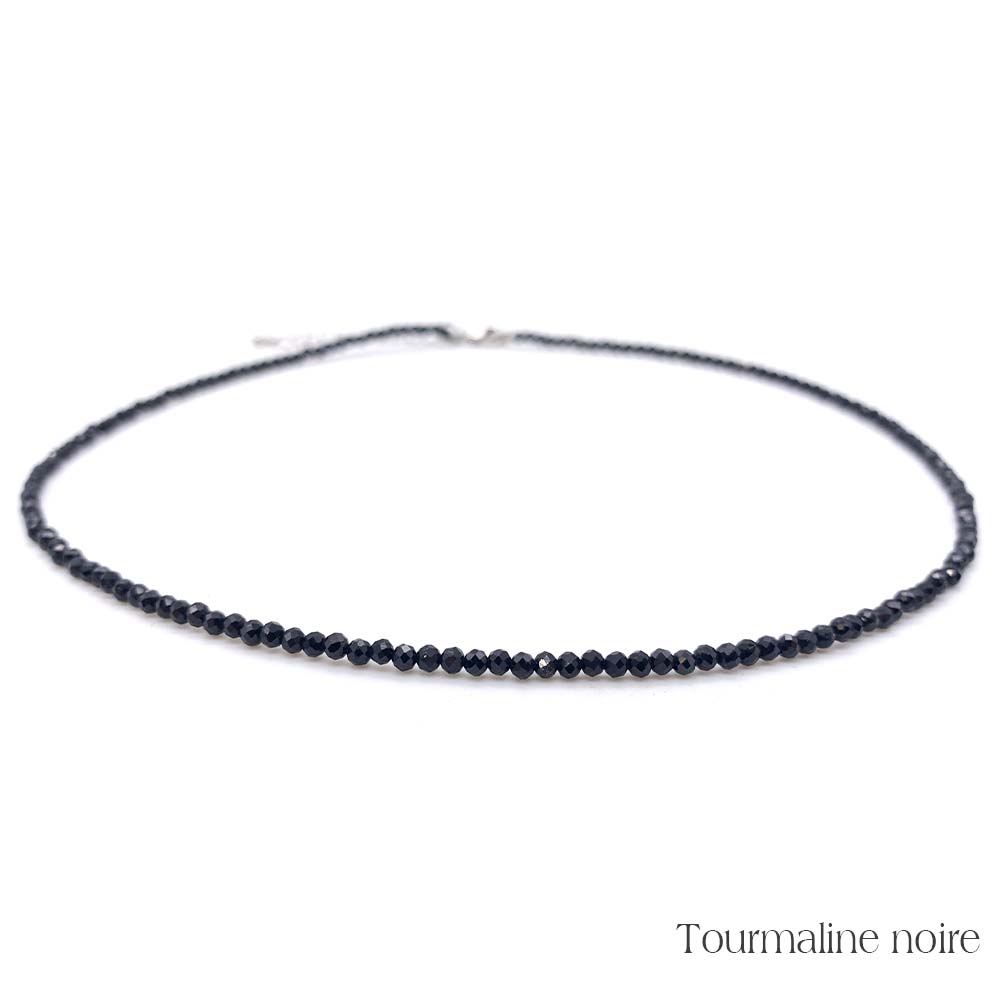 Collier de Perles Facettées en Tourmaline Noire