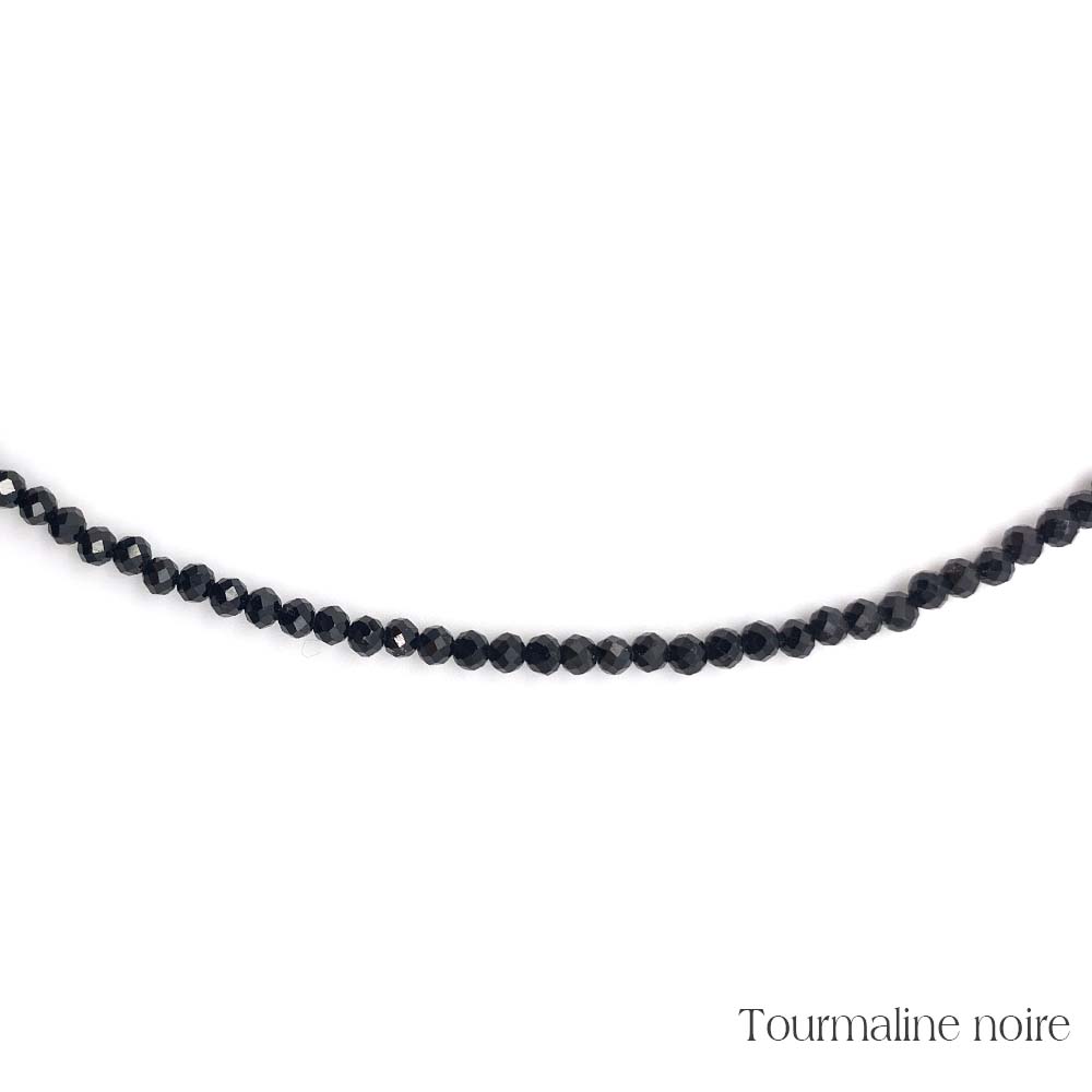 Collier de Perles Facettées en Tourmaline Noire