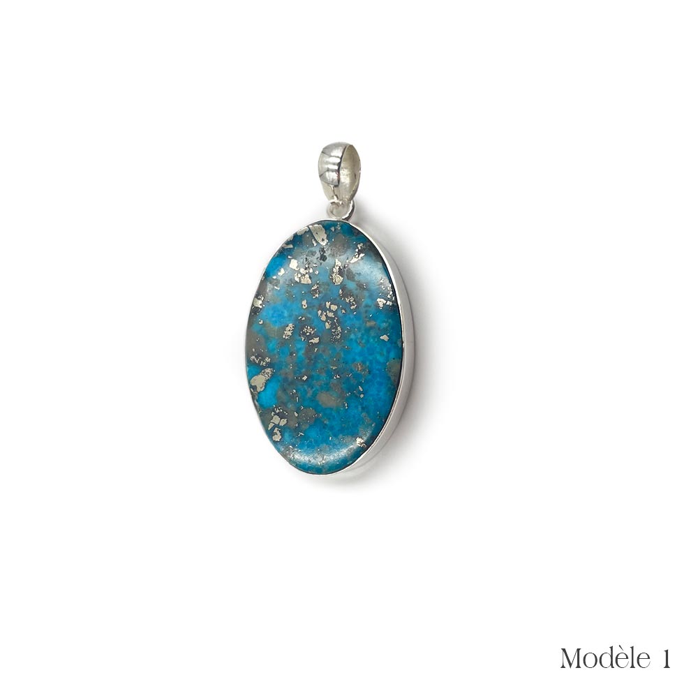 Pendentif Argent Massif en Turquoise Cuivrée