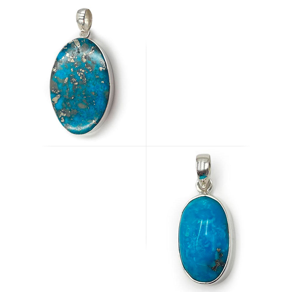 Pendentif Argent Massif en Turquoise Cuivrée