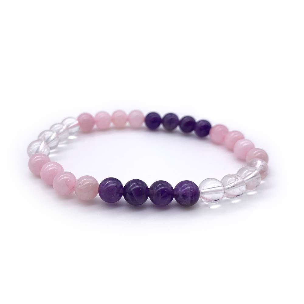 Bracelet Améthyste - Quartz Rose - Cristal de Roche