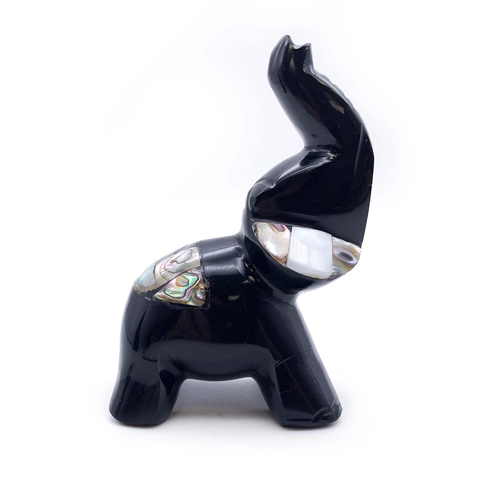 Éléphant Obsidienne Noire et Nacre