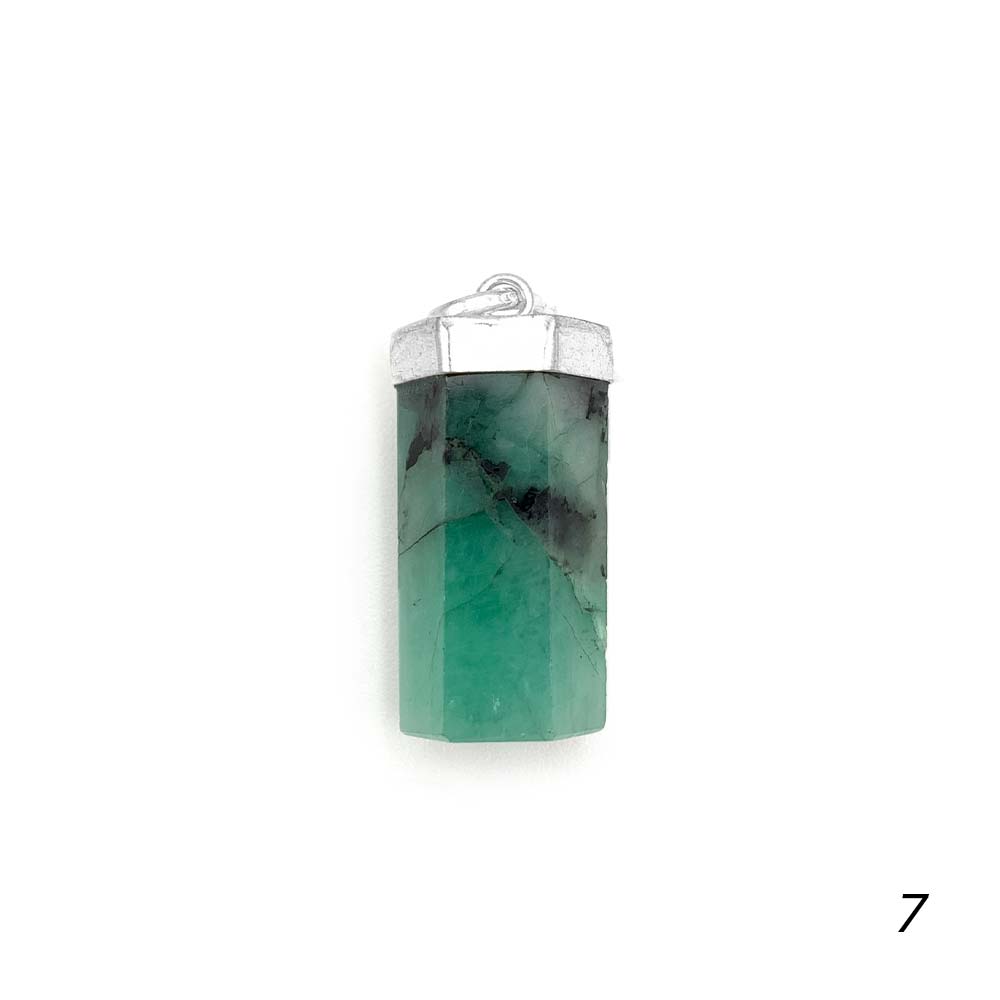 Pendentif Émeraude en Argent Massif