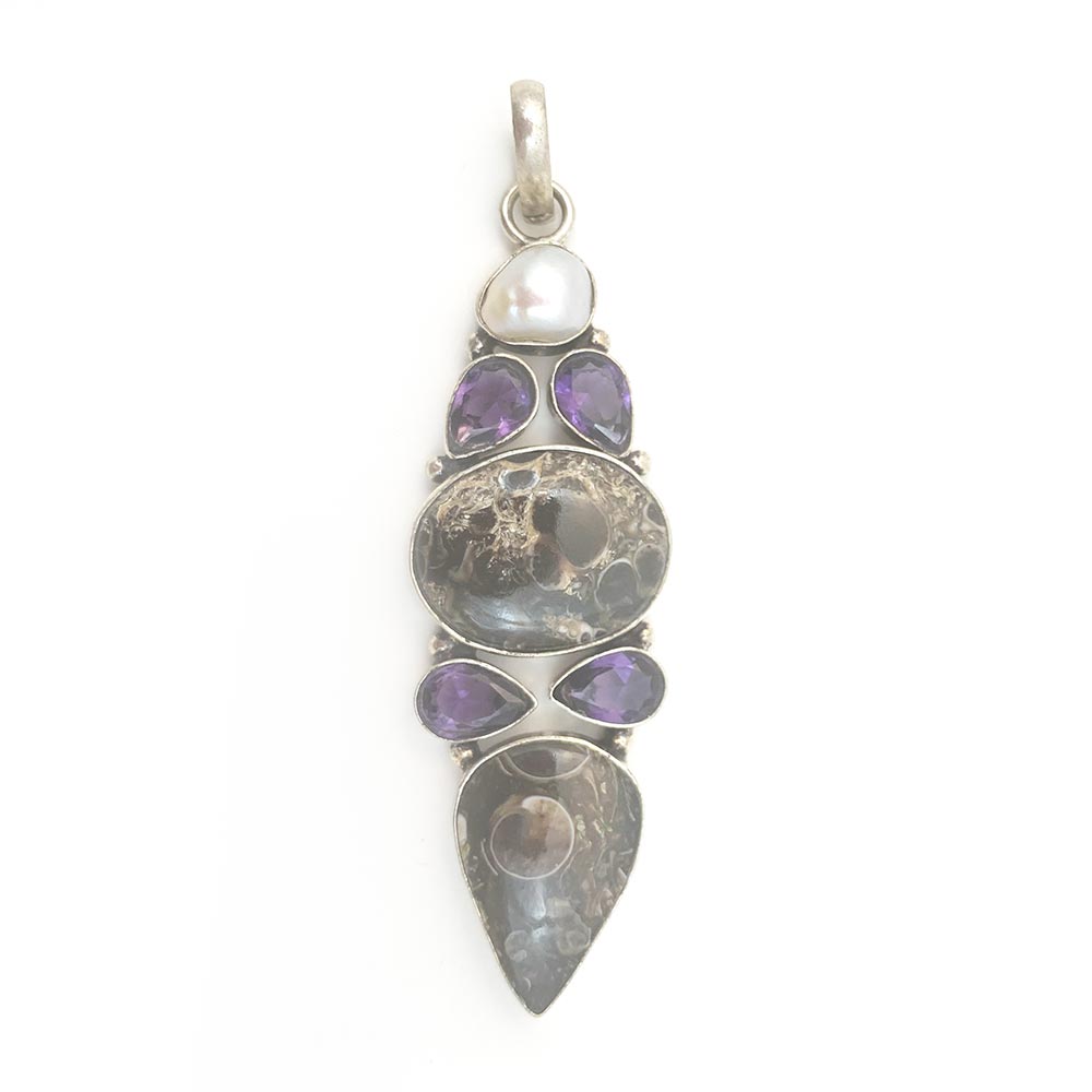 Pendentif Agate Fossile