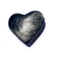 Coeur en Obsidienne Argentée - 8 cm