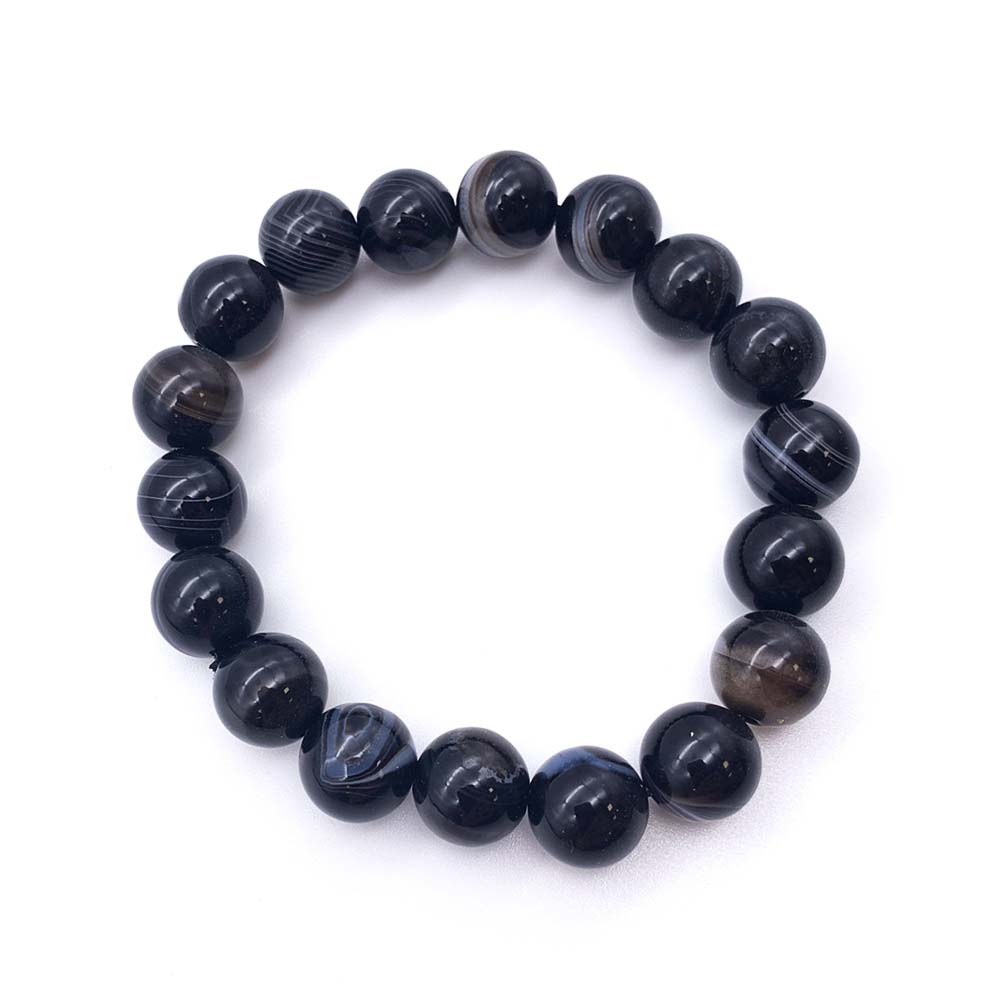 Bracelet Agate Noire Rubanée