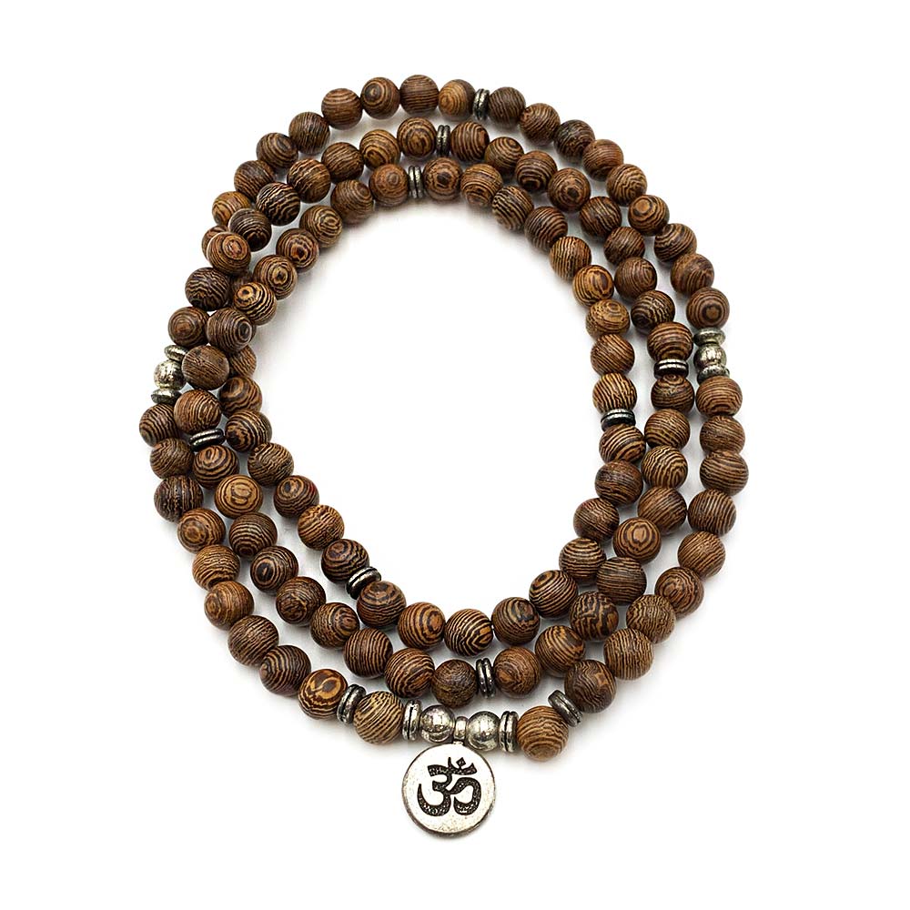 Collier Mala "Om" 108 Perles en Bois