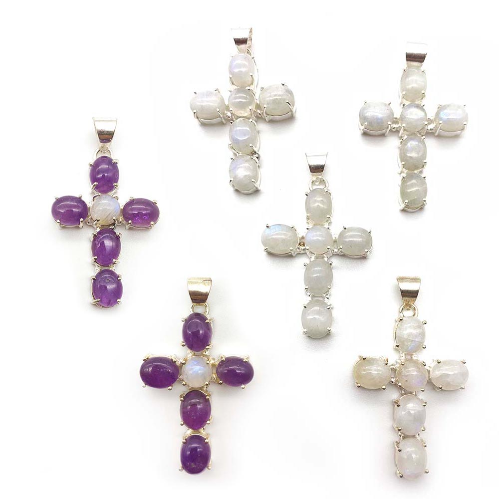Pendentif Pierre de Lune - Croix