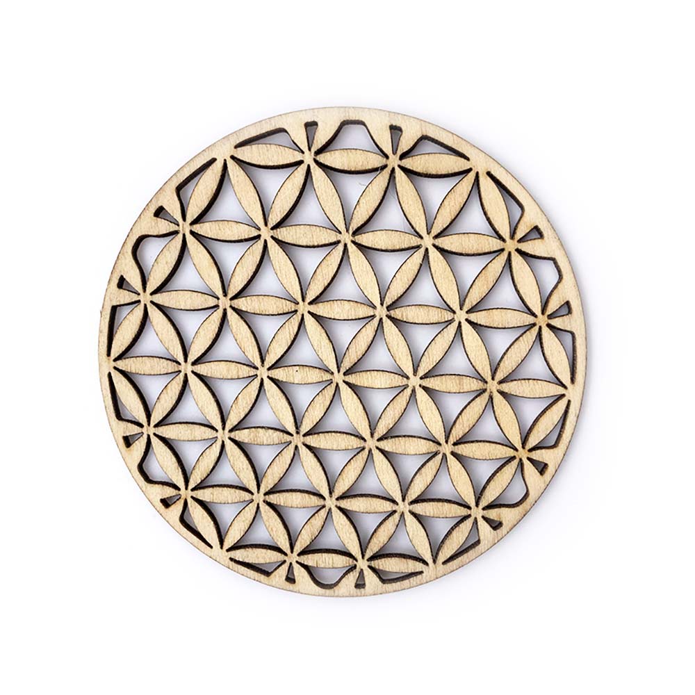 Support Fleur de vie en bois - 9 cm