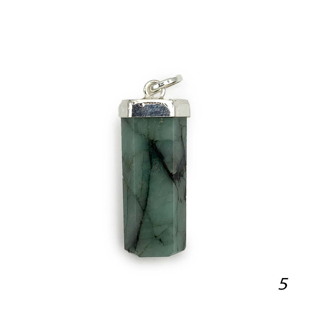Pendentif Émeraude en Argent Massif