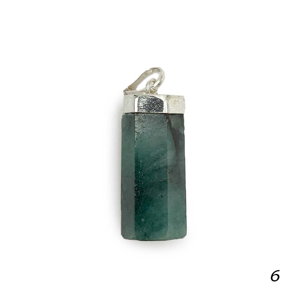 Pendentif Émeraude en Argent Massif