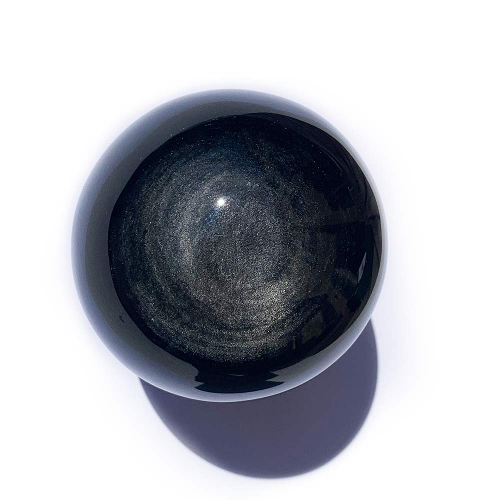 Sphère en Obsidienne Argentée