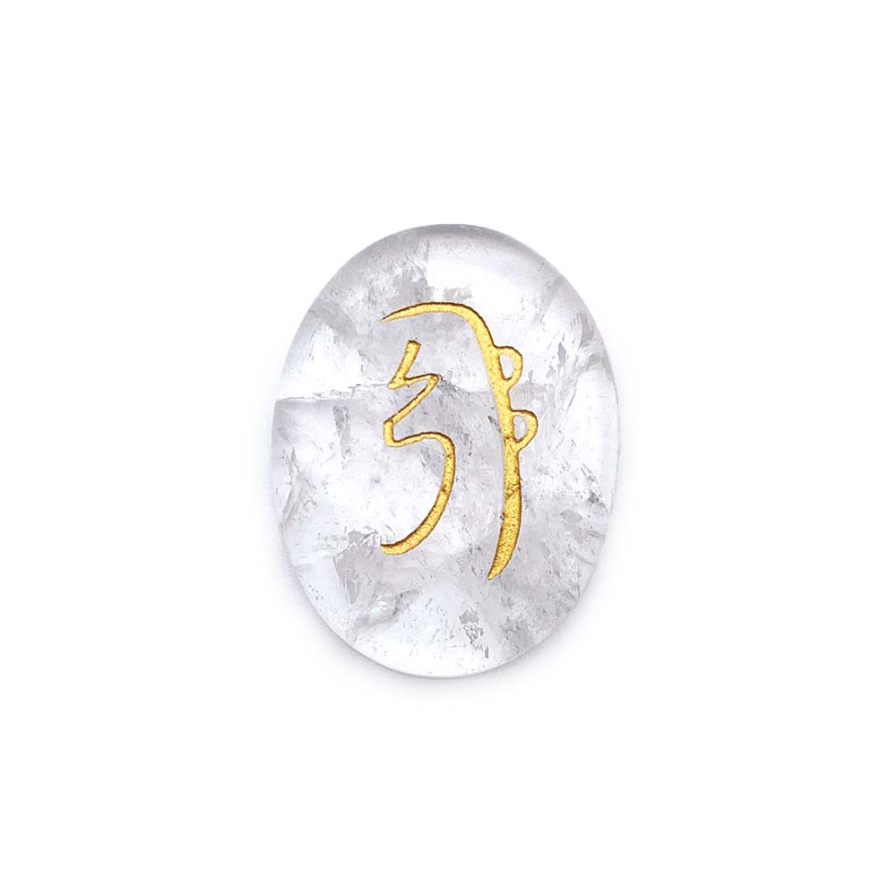 Cristal de Roche gravé avec des symboles Reïki