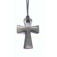 Pendentif Obsidienne Dorée - Croix de Ankh