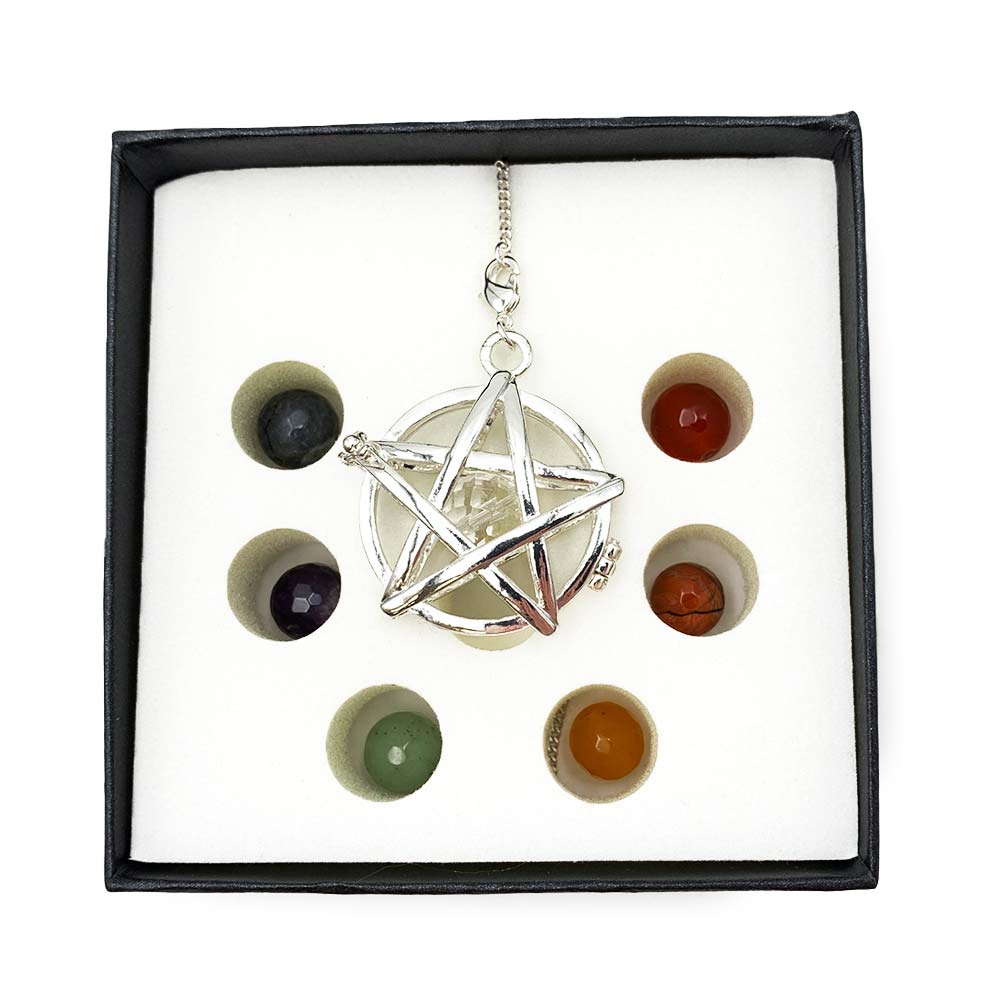 Coffret Pendule - Pentacle - 7 chakras