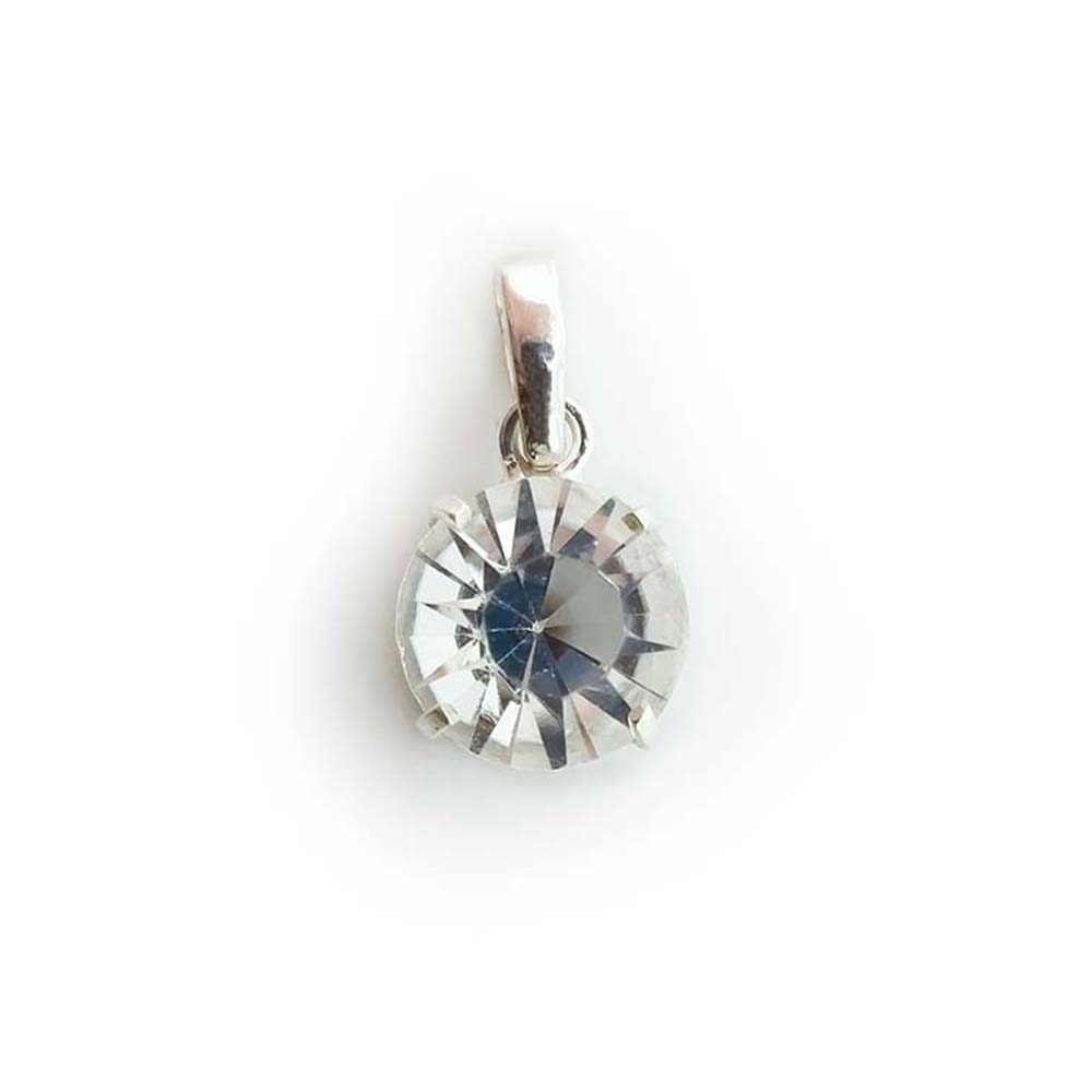 Pendentif Cristal de Roche facetté en Argent