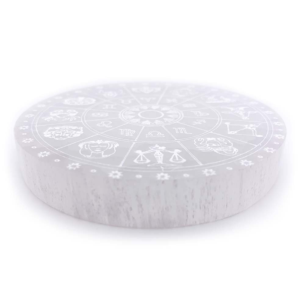Support Roue du Zodiaque en Sélénite - 14 cm