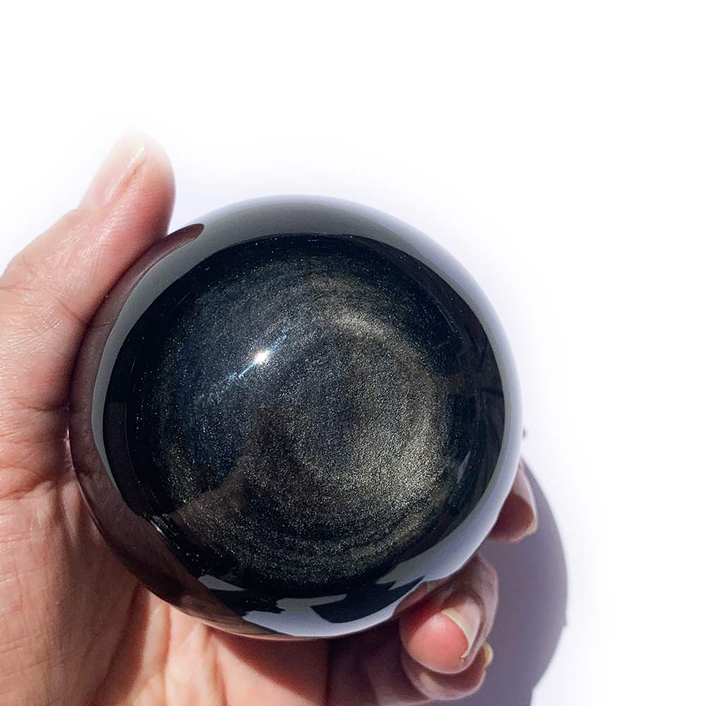 Sphère en Obsidienne Argentée