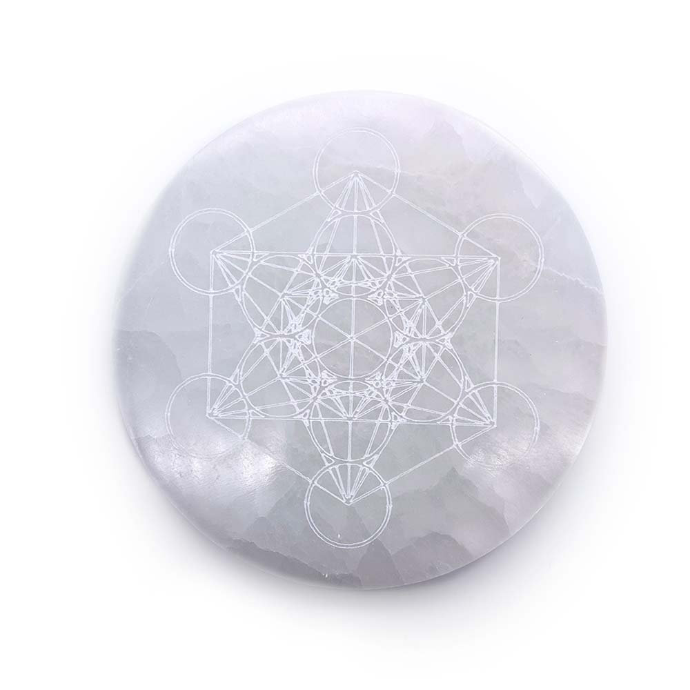 Support Cube de Métatron en Sélénite - 10 cm & 14 cm