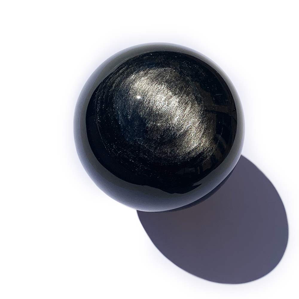 Sphère en Obsidienne Argentée