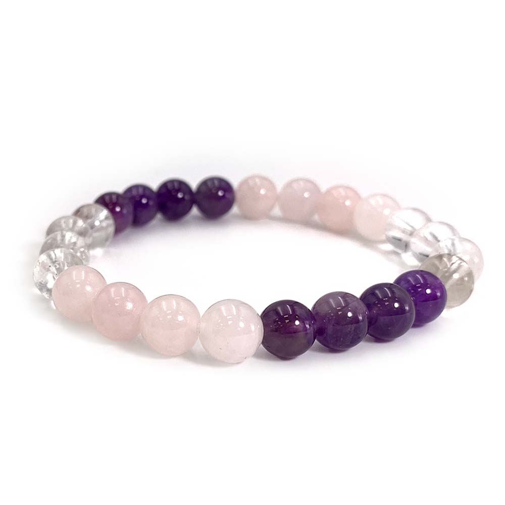 Bracelet Améthyste - Quartz Rose - Cristal de Roche