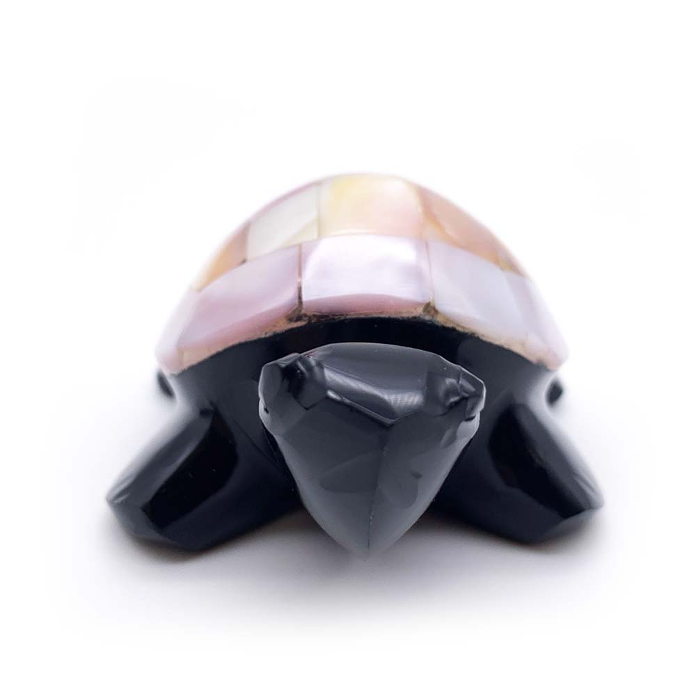 Tortue Obsidienne Noire et Nacre Rose