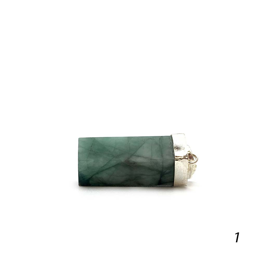 Pendentif Émeraude en Argent Massif