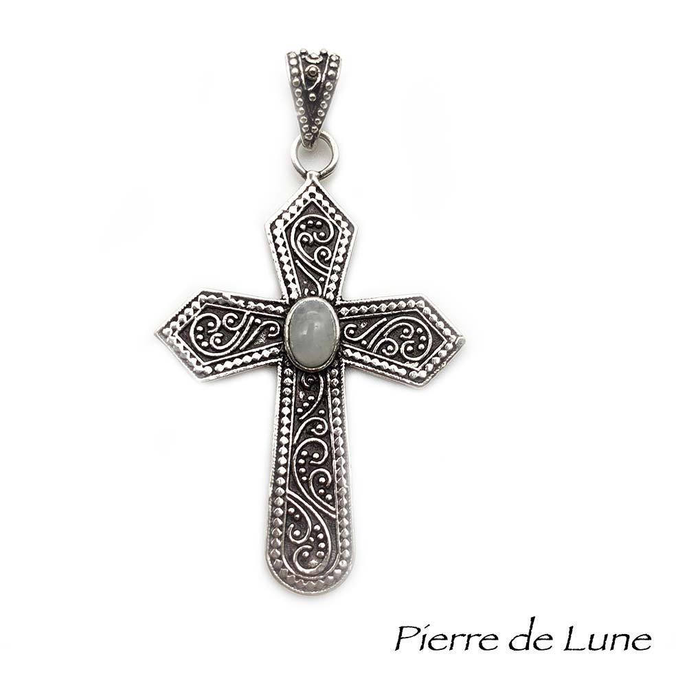 Pendentif Pierre naturelle - Croix