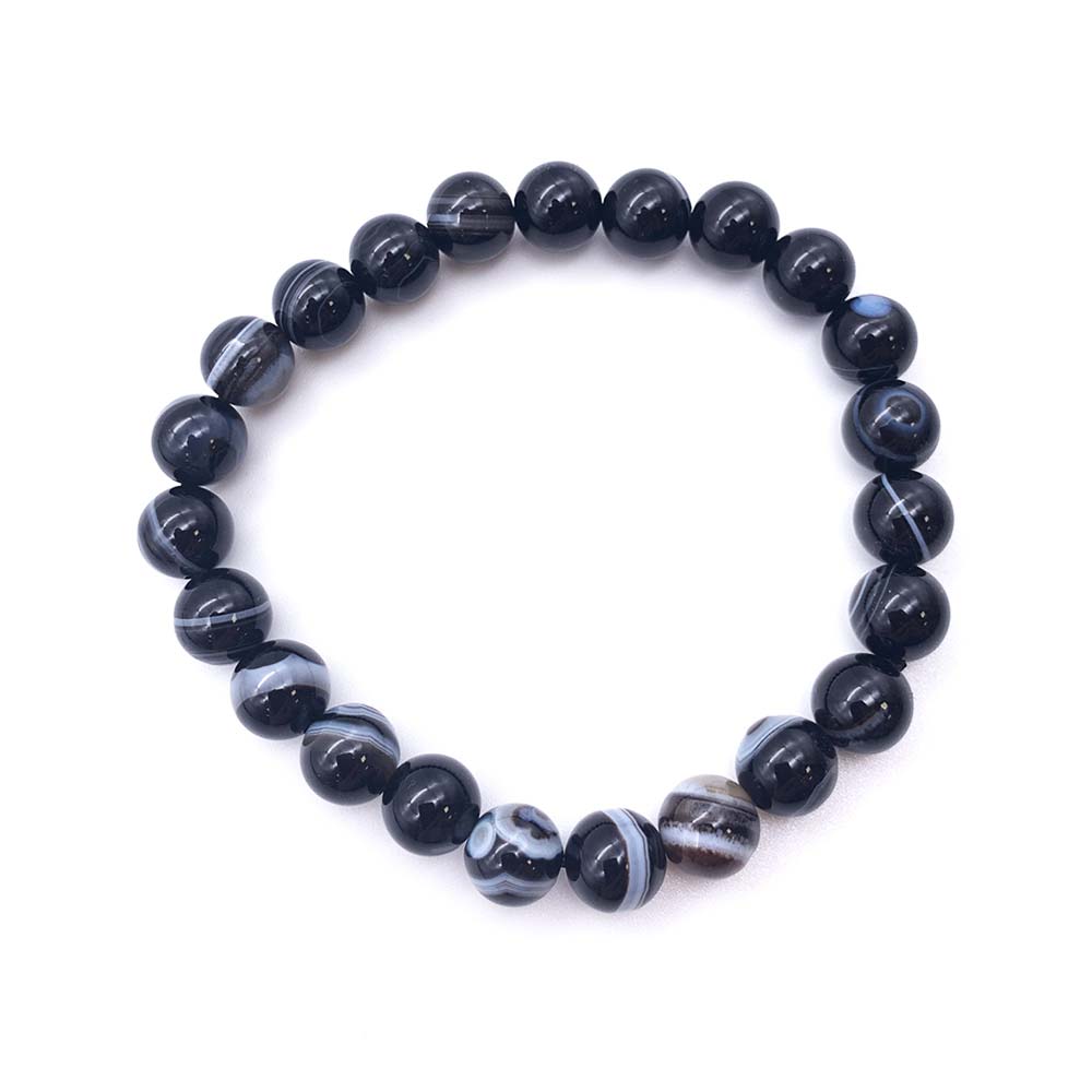 Bracelet Agate Noire Rubanée