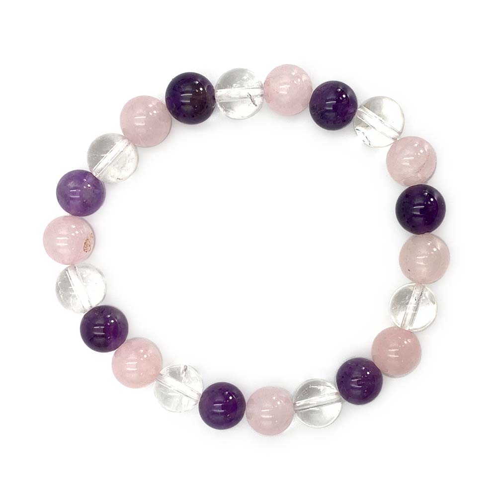 Bracelet Améthyste - Quartz Rose - Cristal de Roche