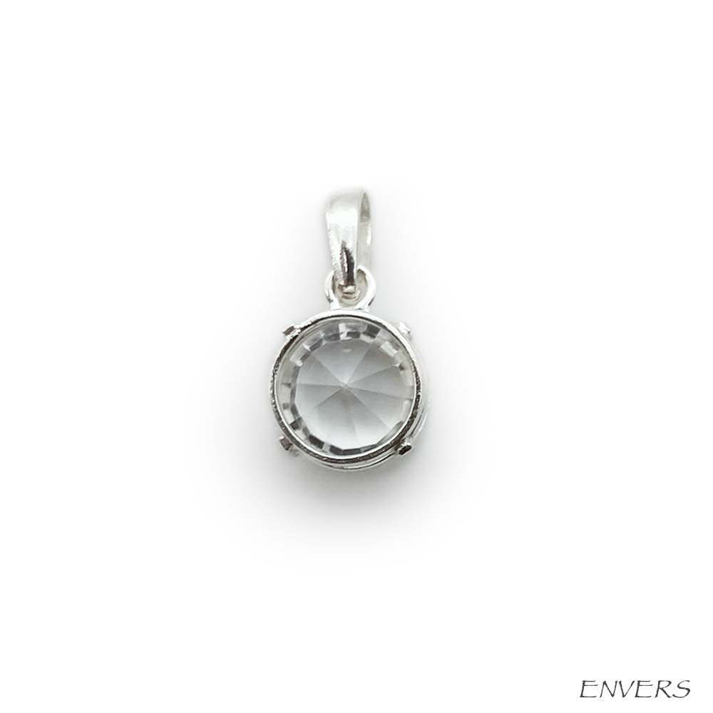 Pendentif Cristal de Roche facetté en Argent