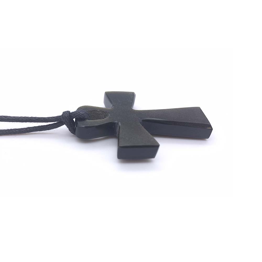 Pendentif Obsidienne Dorée - Croix de Ankh