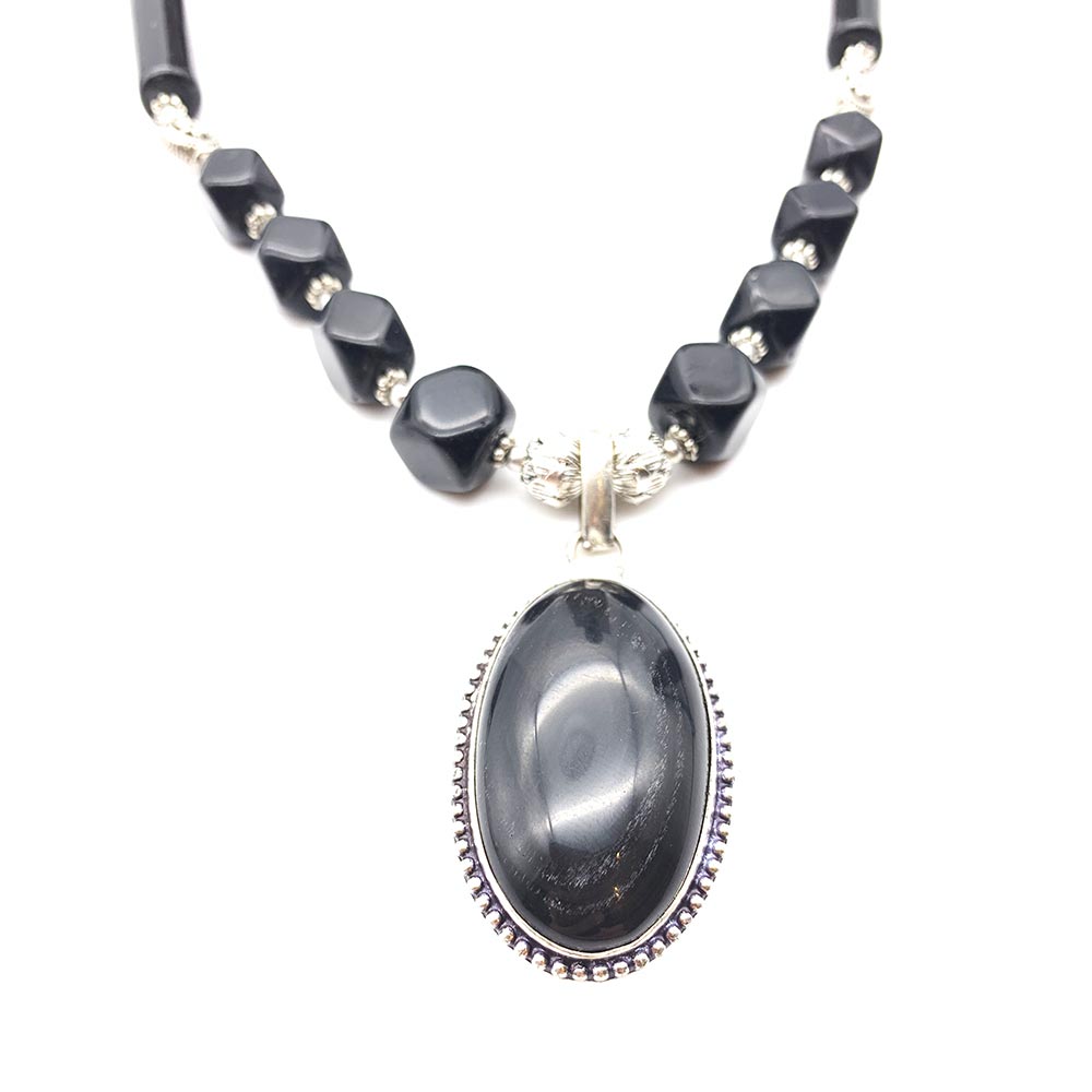 Collier & Boucles d'oreilles Onyx - Obsidienne Dorée