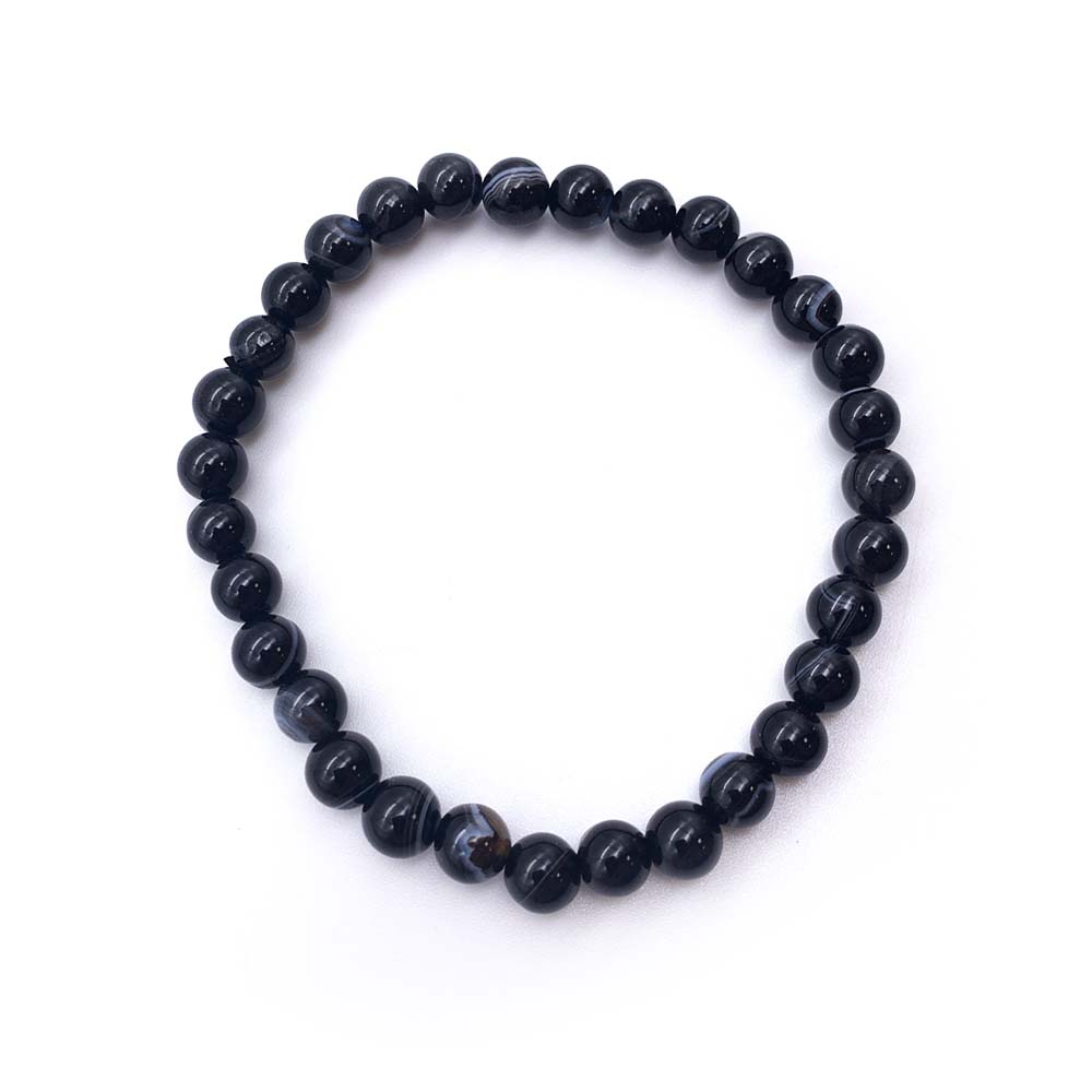 Bracelet Agate Noire Rubanée