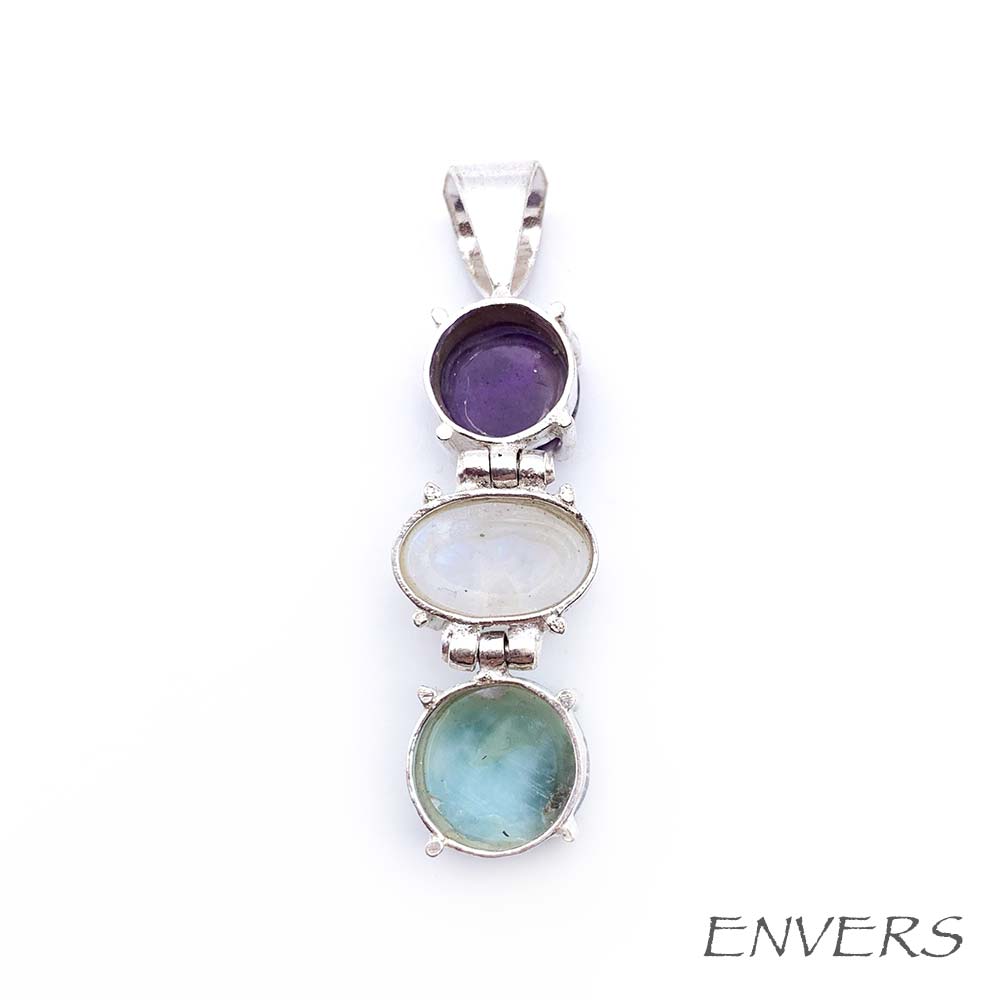 Pendentif Améthyste - Pierre de Lune - Larimar