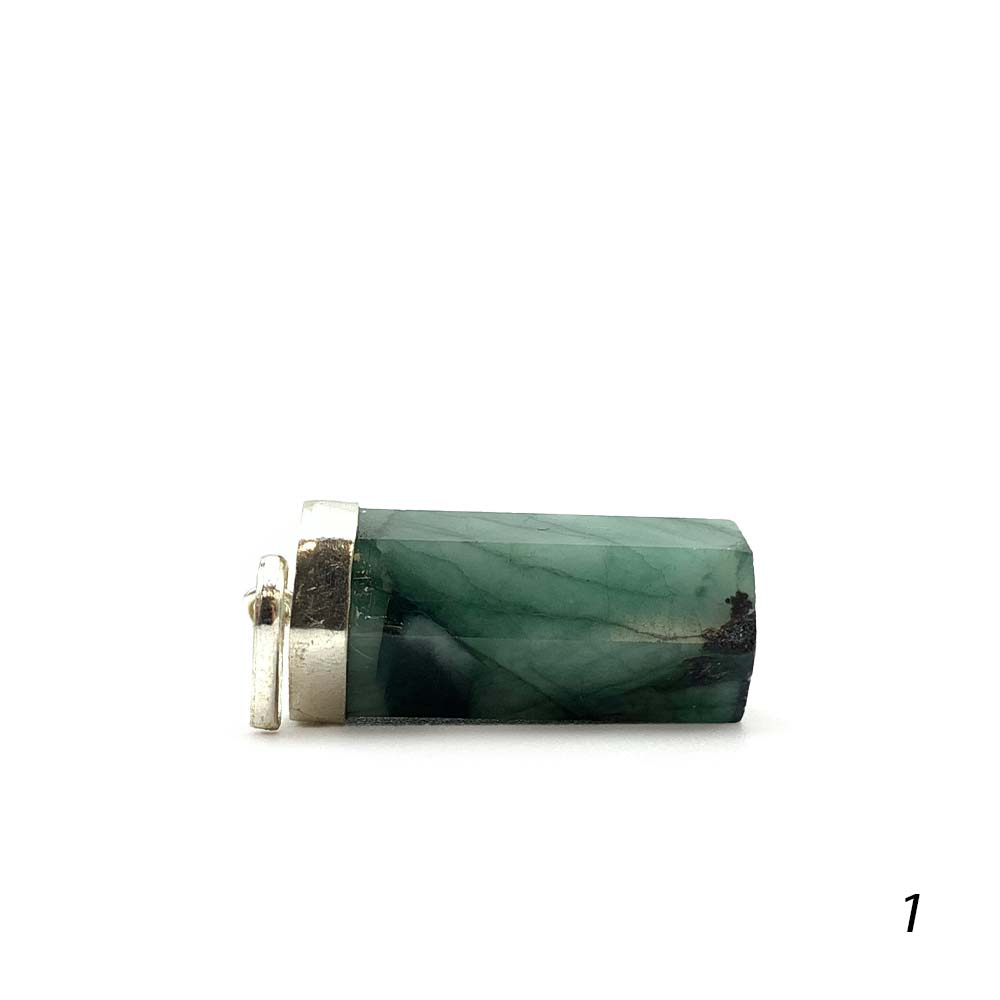 Pendentif Émeraude en Argent Massif
