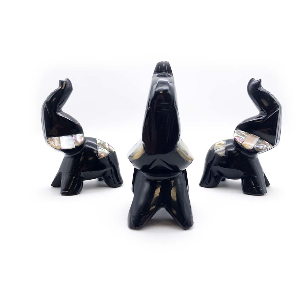 Éléphant Obsidienne Noire et Nacre