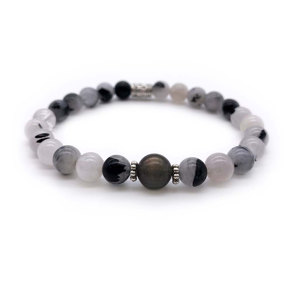 Bracelet Quartz Tourmaline et Labradorite