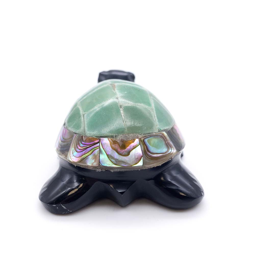 Tortue Obsidienne Noire, Aventurine Verte et Nacre