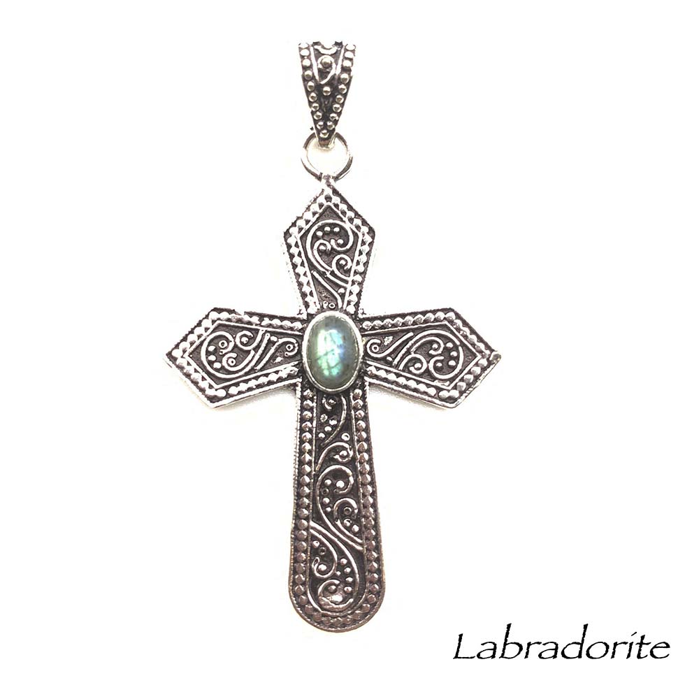 Pendentif Pierre naturelle - Croix