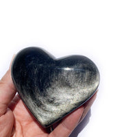 Coeur en Obsidienne Argentée - 8 cm