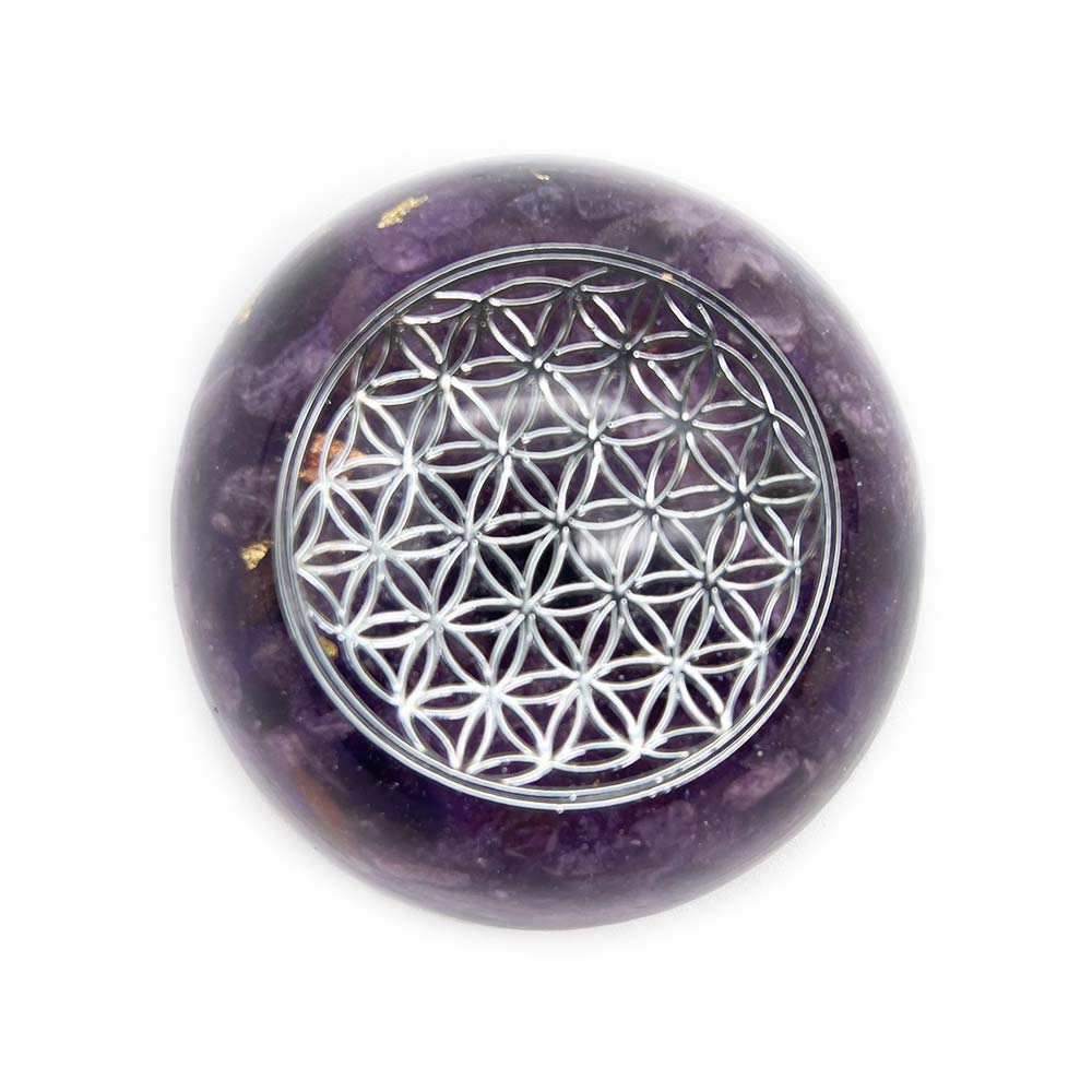Orgonite Dôme en Améthyste - Fleur de Vie