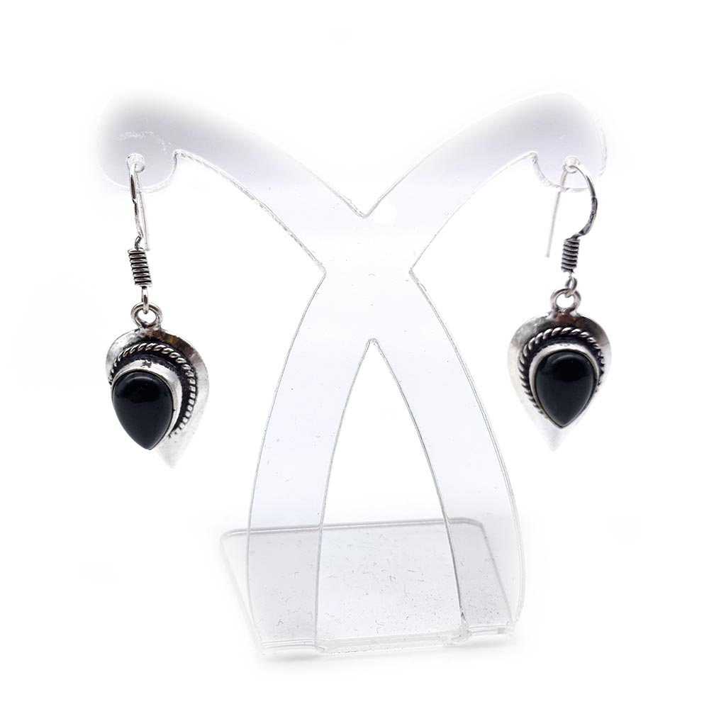 Collier & Boucles d'oreilles Agate Noire