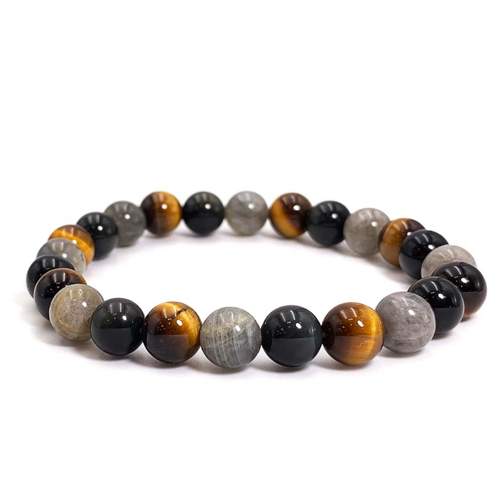 Bracelet Oeil de Tigre - Onyx Noir - Labradorite