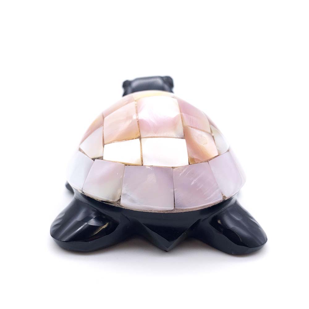 Tortue Obsidienne Noire et Nacre Rose