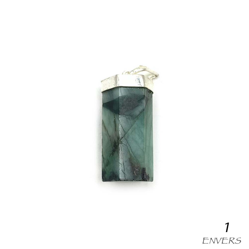 Pendentif Émeraude en Argent Massif