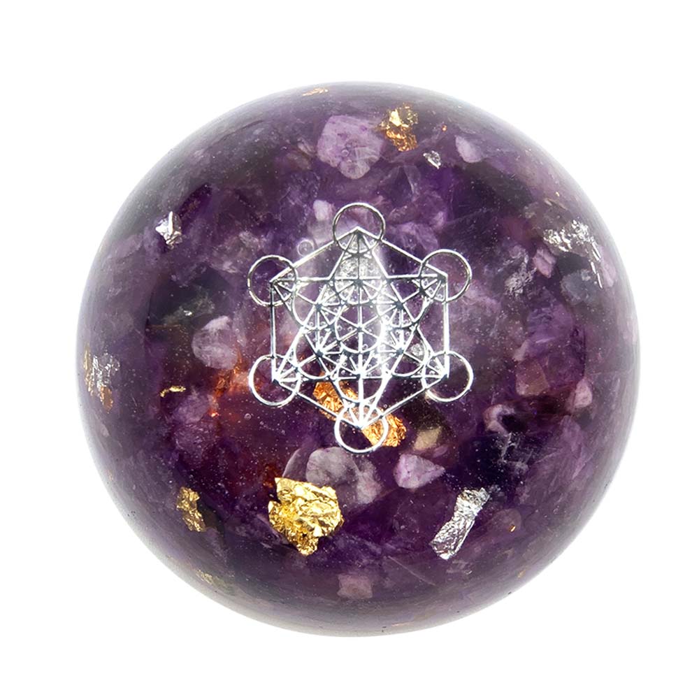 Orgonite en Dôme Améthyste & Cube de Métatron