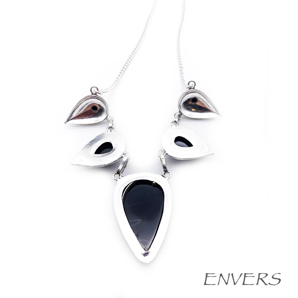 Collier & Boucles d'oreilles Agate Noire